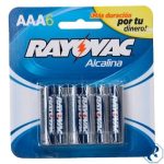 D 1 BLISTER C/6 PILAS ALCALINAS TIPO AAA RAYOVAC 454006