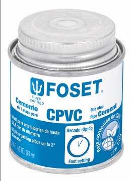 PEGAMENTO PARA CPVC EN LATA 90ML FOSET PCPVC-90
