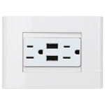 D 1 CONTACTO DUPLEX POLARIZADO Y ATERRIZADO CON PROTECCION INFANTIL Y DOS SALIDAS USB INCLUYE PLACA