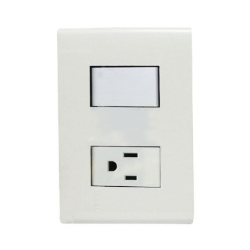 PLACA BLANCA CON UN CONTACTO SENCILLO Y UN CONTACTO 2P+T C/PROTECCION INFANTIL E2001/23PTLAB