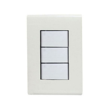 PLACA CON TRES APAGADORES SENCILLO 10A 127V BLANCO BTICINO FORZA FZA513