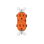 CONTACTO DOBLE TIERRA AISLADA NARANJA LINEA STANDARD VOLTECH CODO-TAS